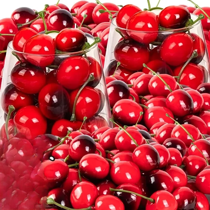 Simulation de fruits en mousse 10/100x, cerise artificielle rouge noir, modèle de fruits, accessoires de photographie, décor de gâteau, faux fruits, vente en gros
