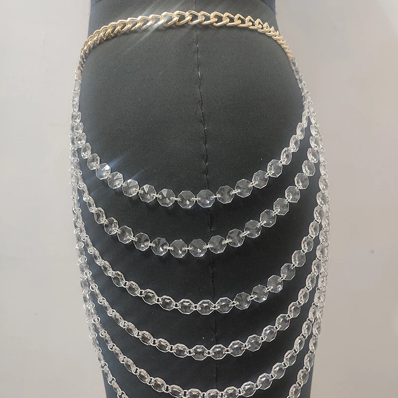 Winter Girlish Trendy Waist Chain Pink Stylish Body Jewelry Women\'s Fashionable Multilayered Accessories