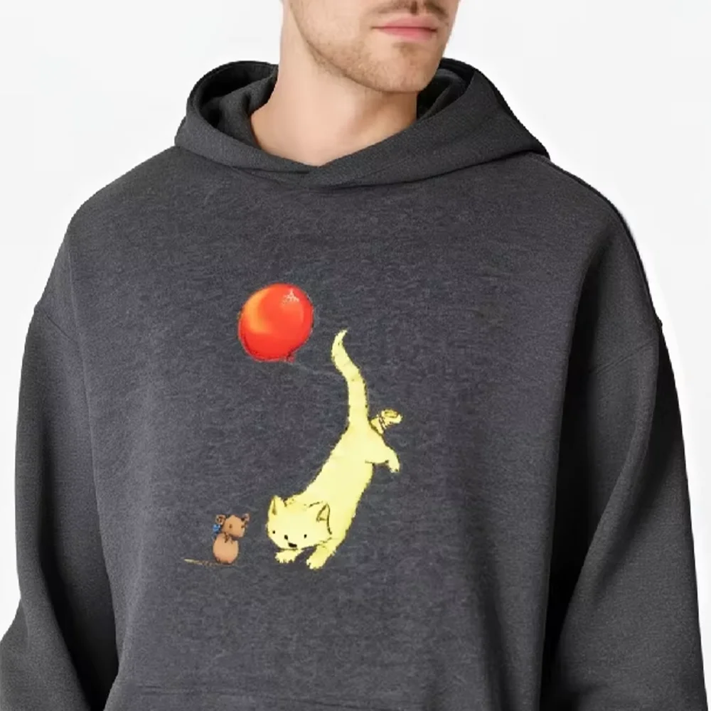 

Женские повседневные стильные толстовки Y2K с рисунком мыши и кошки, женский свитер свободного покроя, зимняя одежда унисекс, модная одежда