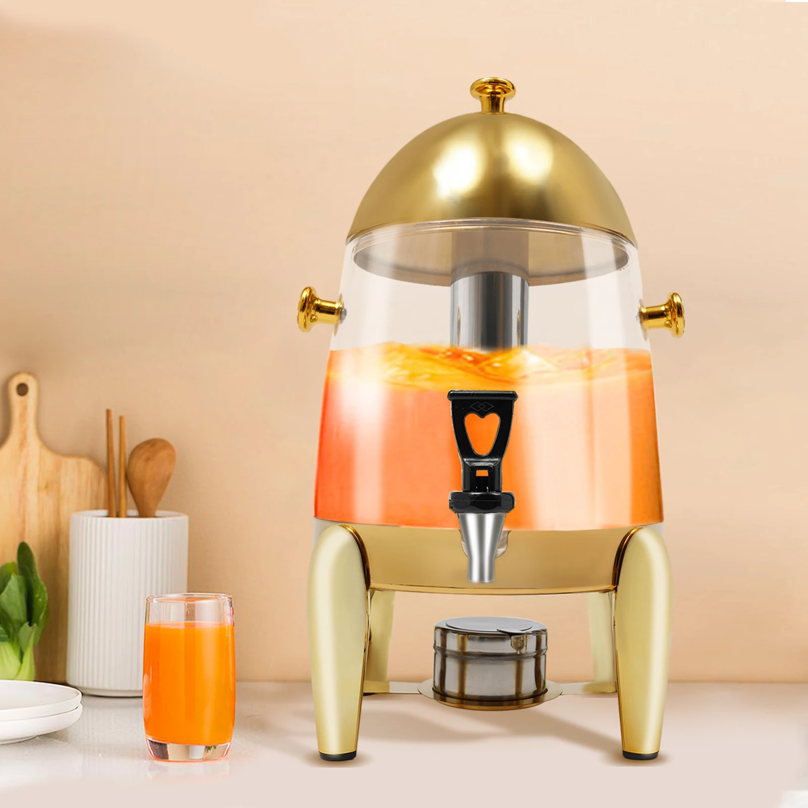 

400W 12L/3.17gal Beverage Dispenser Gold 30-85℃/86-185°F With Stand,For Weddings Party, Kitchens, Banquets, Offices, Cafes