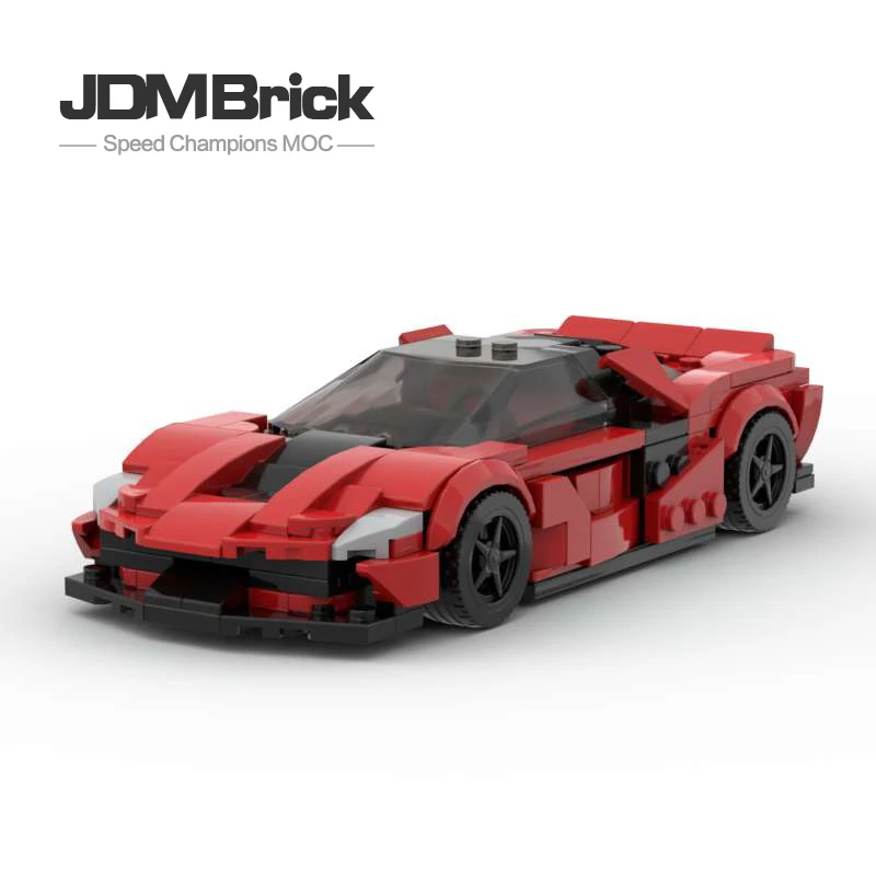 

MOC Creative Assembly Red Cool Speed Eight Grid Car Model Building Block Special Gift Surprise Set for Boys