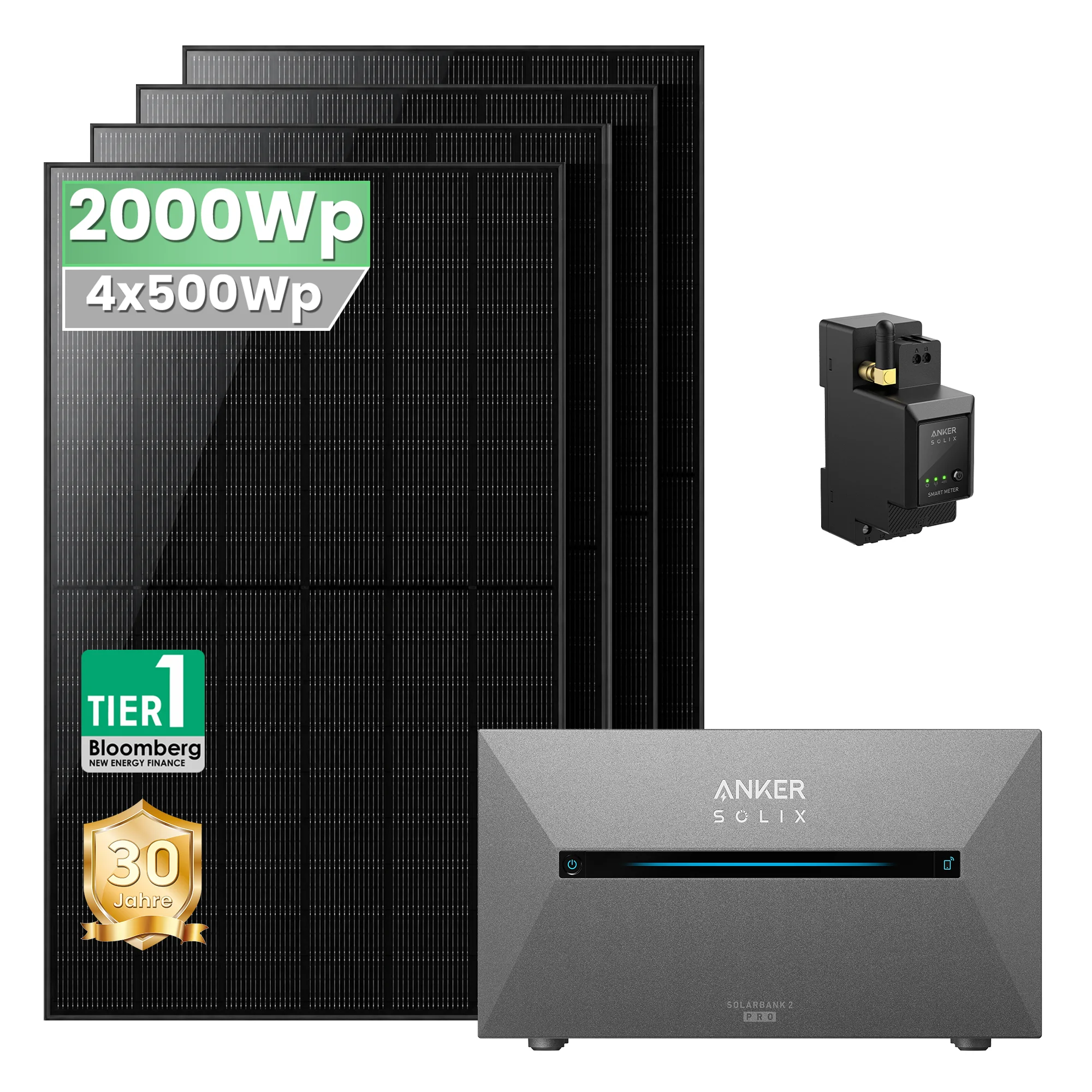 2000W balcony power plant with storage Anker SOLIX E1600 Pro 2 + 1 Smart Meter 0% VAT