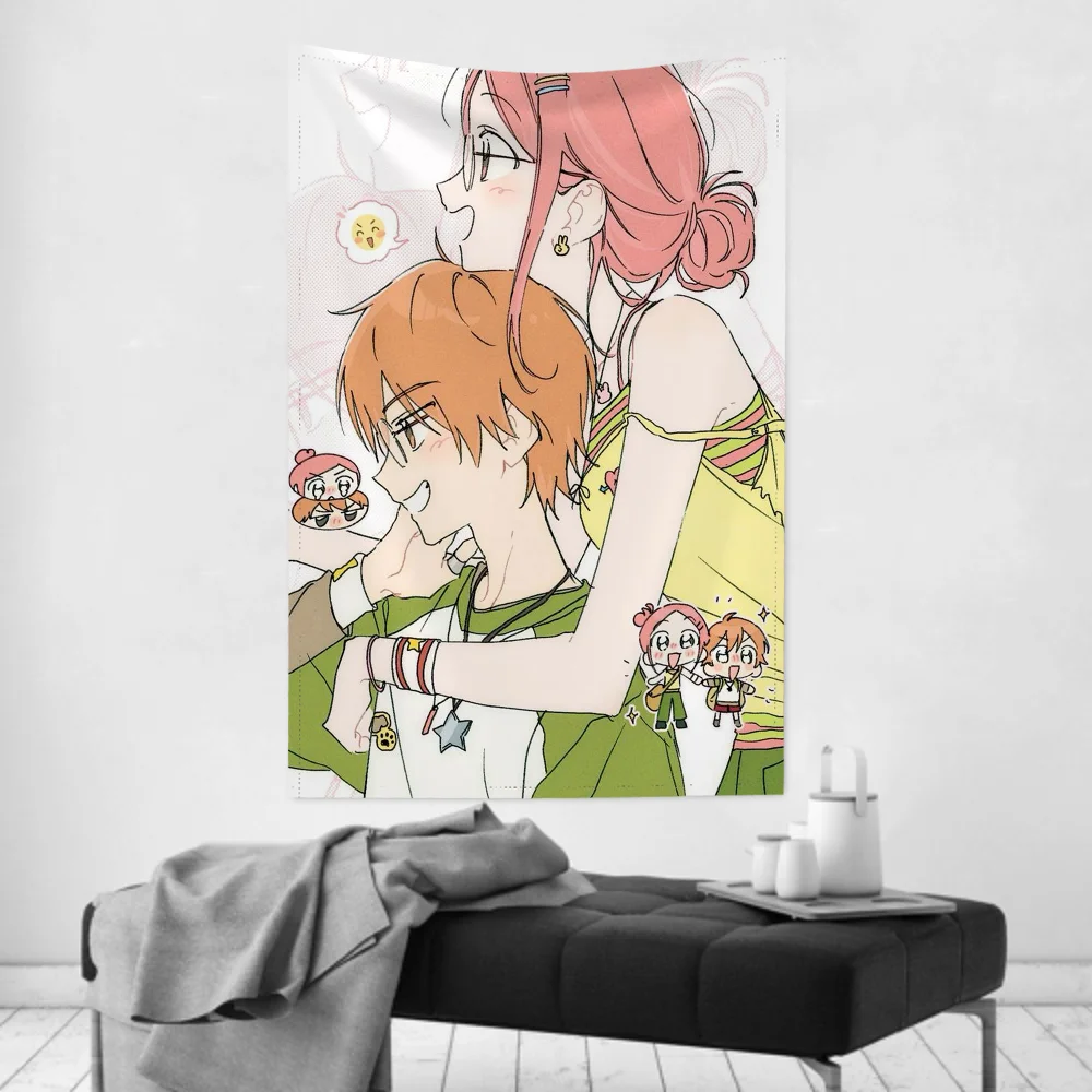 Lovely Complex Anime Tapestry – Adorable anime design, doubles as wall cloth, party backdrop & room decor, fits room’s soft vib