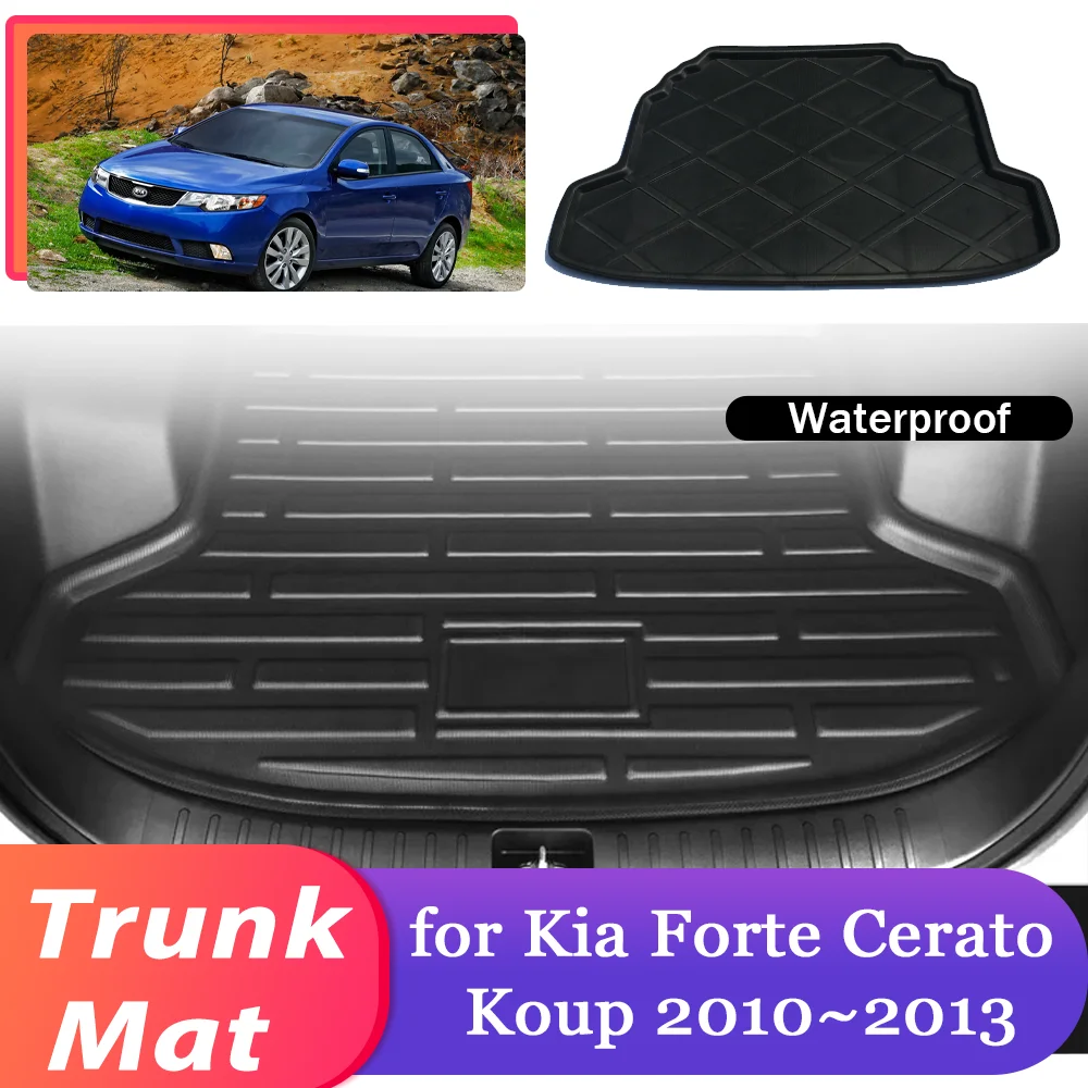 

Коврик в багажник автомобиля для Kia Forte Cerato Koup 2010 ~ 2013, водонепроницаемый коврик для хранения багажника, коврик для багажника, чехол, аксессуары для ковров