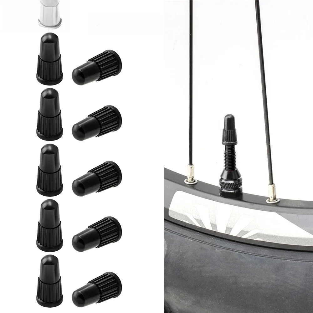 Ensemble de bouchons de Valve Presta noirs, bouchons anti-poussière en plastique pour pneus de vélo, couvercle de tige de Valve français pour vtt/vélos de route 10 pièces/ensemble