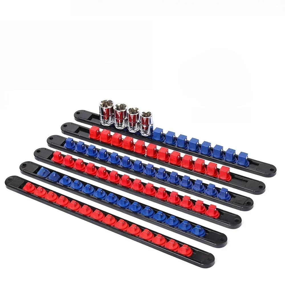 360 °   Draaibare ABS Socket Organizer 1/4Inch 3/8Inch 1/2Inch Premium Kwaliteit Socket Clip Rail Houder socket organizer gereedschap Blauw & Rood - afbeelding 2