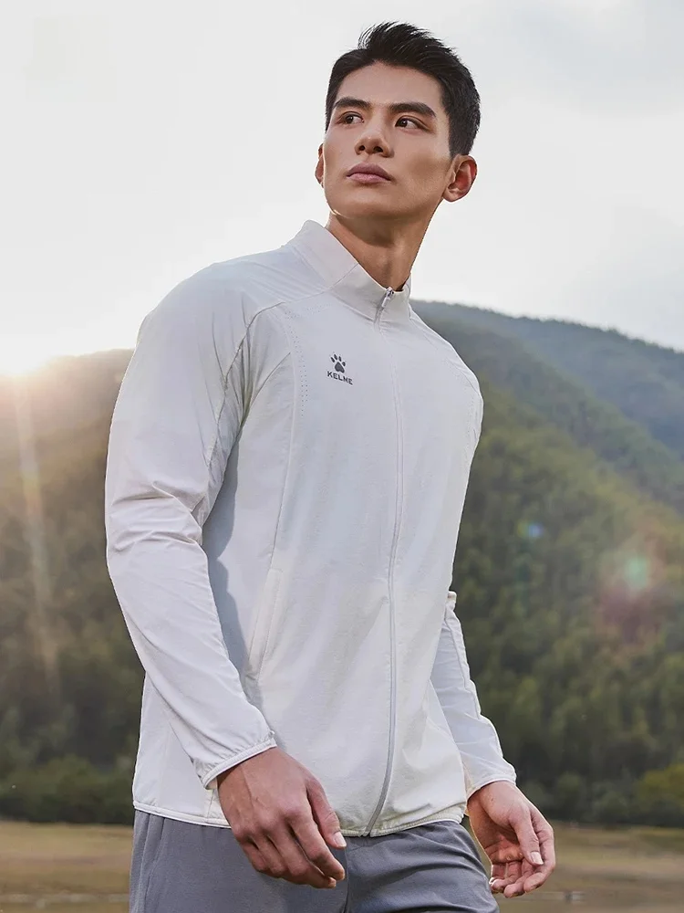 Kelme Licht geweven herenjack Upf50+ Zonbescherming Jas met opstaande kraag Dagtraining Buitensporten Hardloopwindjack - afbeelding 2