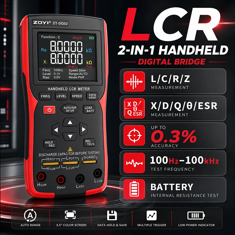 LCR Meter LCR Bridge ZOYI ZT‑DQ02 High‑Precision ESR & Battery Internal Resistance Tester for Inductance Capacitance Resistance view 2