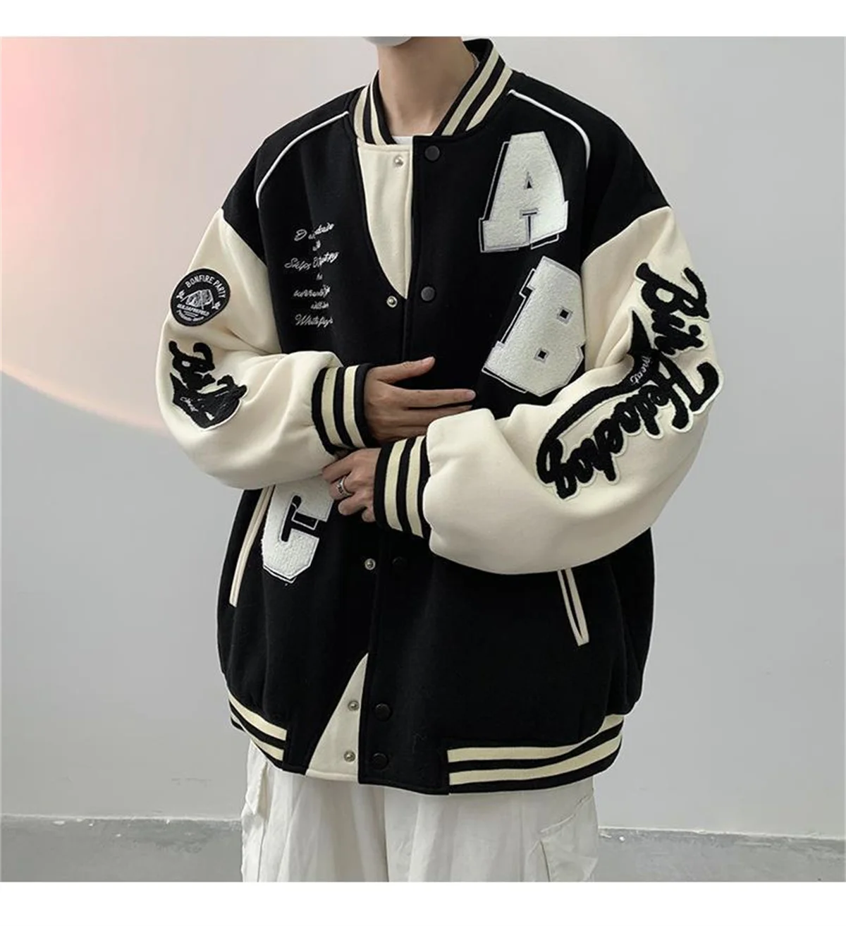 Y2k Lamb Wool Bomber Jacket Female Oversized Streetwear Men Ins Hip Hop Harajuku Fashion College Uniform Varsity Baseball Jacket