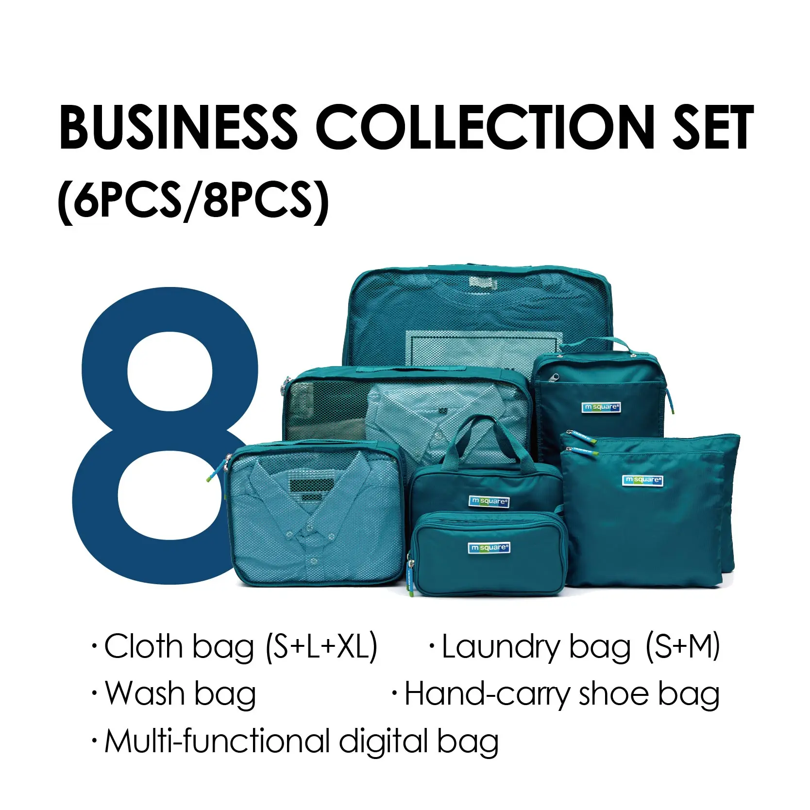 

6/8 Set Business Packing Cubes for Suitcases, Perfect for Long Business Trips, Includes Electronics Organizer, Toiletry Bag