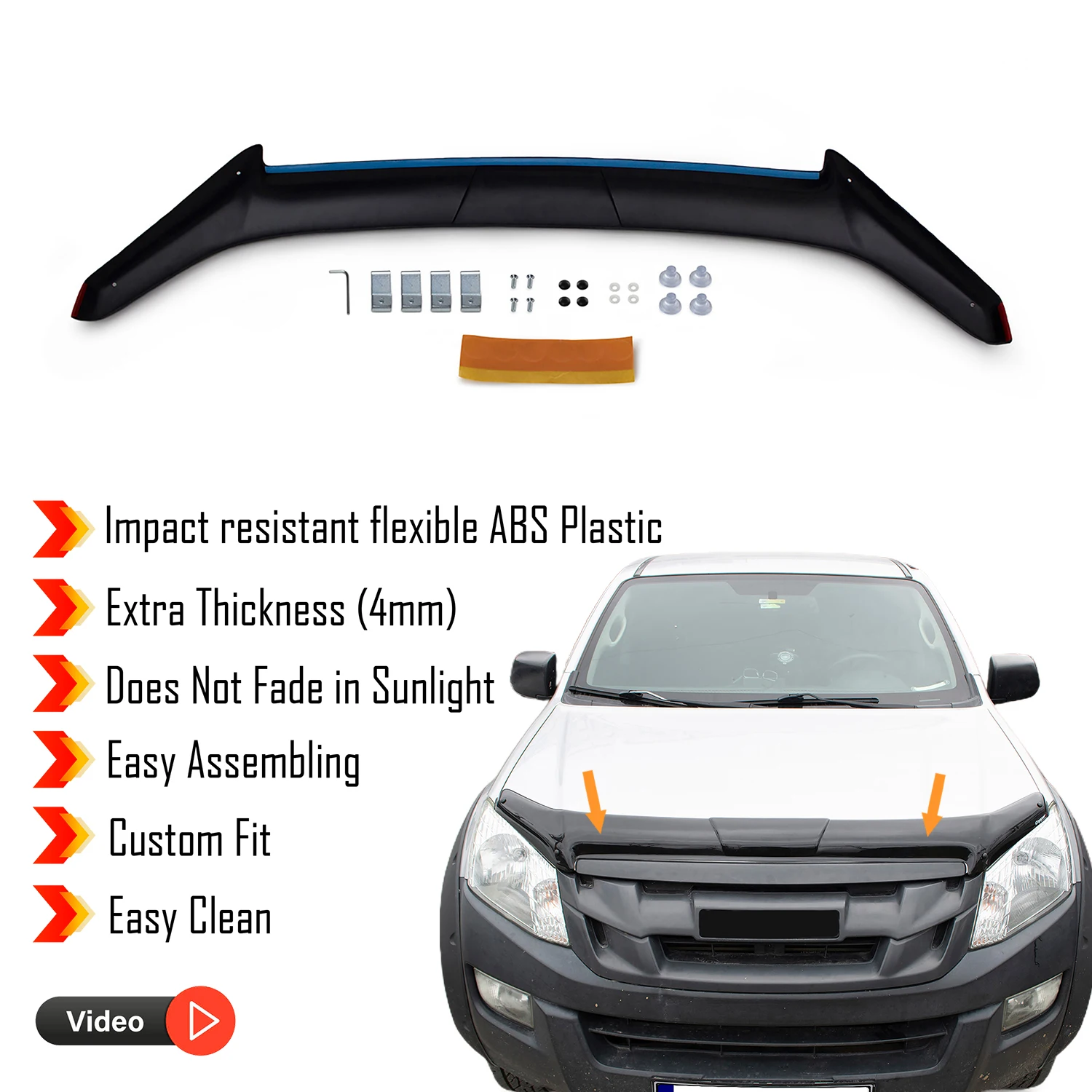 

Hood Deflector Guard for Isuzu D Max (2012-2019) Bug Shield Bonnet Protector / 4 mm thickness and ultra-durable material