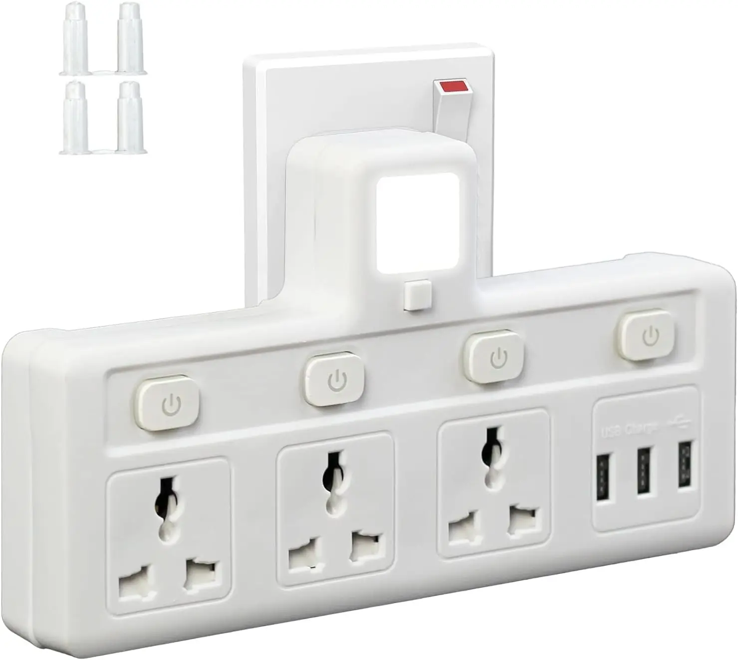 Multi Plug Extension Socket with 3 USB, Electrical Power Extender Outlet Adaptor for Home, Office, Kitchen