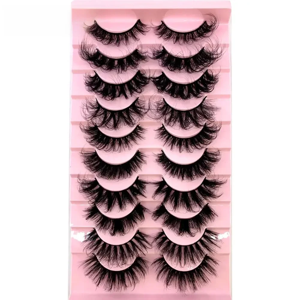 Extensions de cils en faux vison naturel, mélange de 10 paires, moelleux, désordonné, 3D, 8-25mm, vente en gros