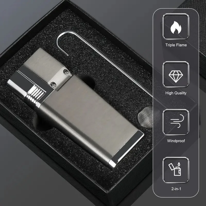 1Pc  Lighter Kit with Gas Refill, Sleek Metal Build in Gift Box, Refillable & Durable, Perfect for Daily Use & Gifting