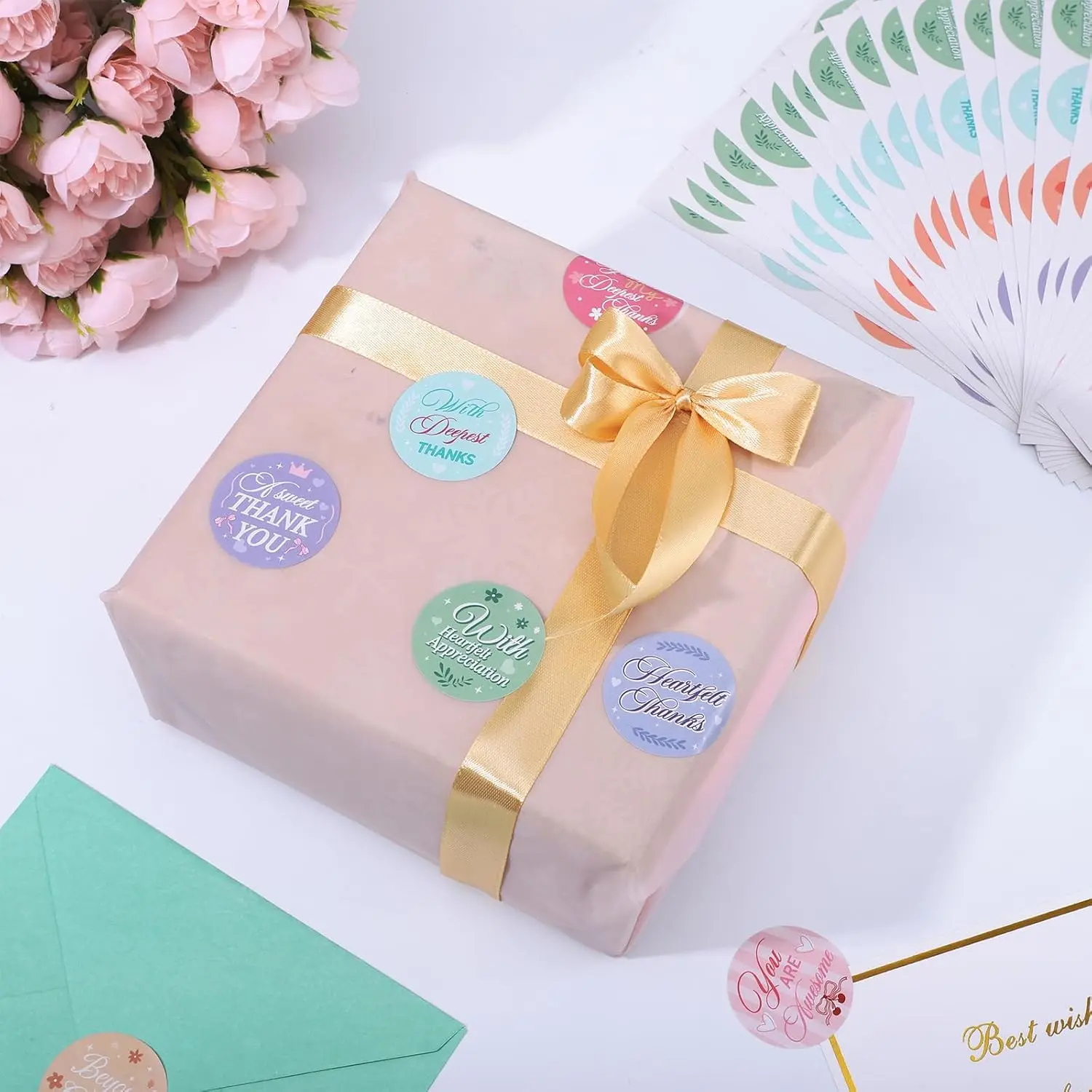 200 Pcs Thank You Stickers,1 Inch Round Thanks Decals for Packaging & Envelope Seals for Small Business,Envelopes, Boxes