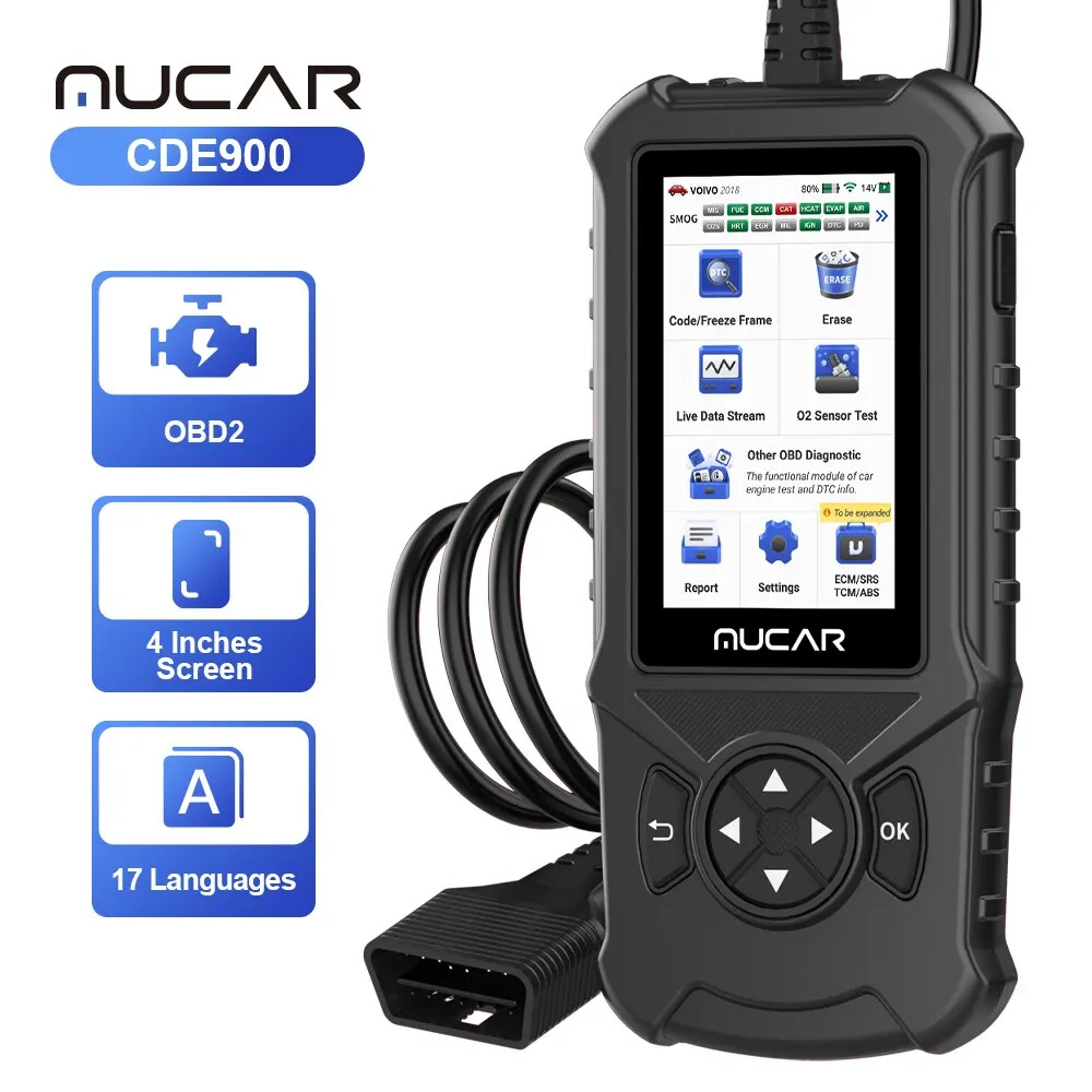 

MUCAR CDE900 OBD2 Auto scanner diagnostic tool software 4 system Engine ABS SRS TCM car scan 28 resets function lifetime free