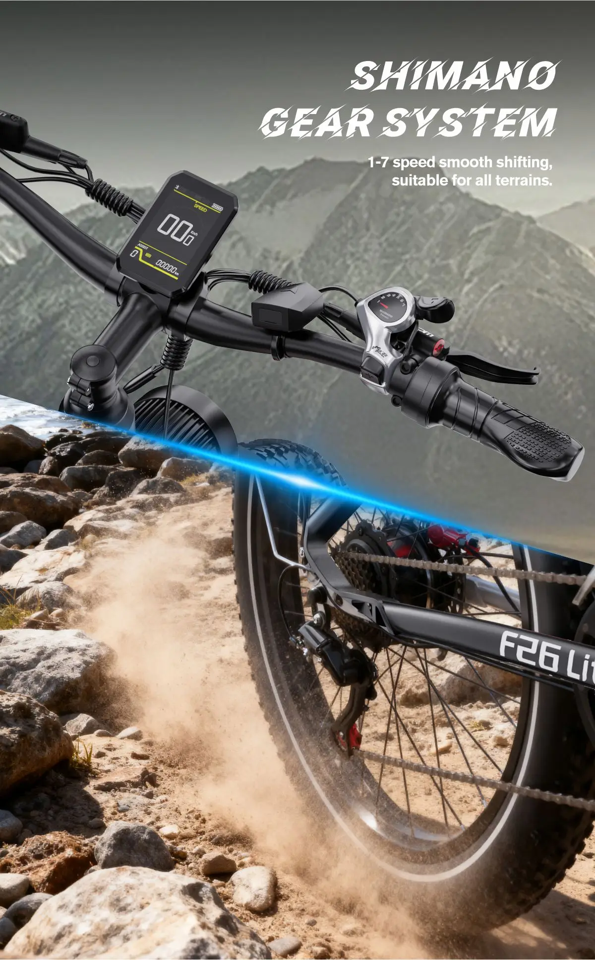 Duotts F26 Lite Elektrofahrrad 48V18Ah Lithium-Akku Bürstenloser Motor E-Bike Doppelte Hydraulische Bremse Elektrofahrrad – Detail 7