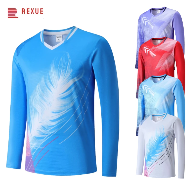 Hot Sell Long Sleeve Badminton Shirts 2024 Men Women Child Table Tennis Jersey New Breathable Fashion Print Couple Sport Clothes