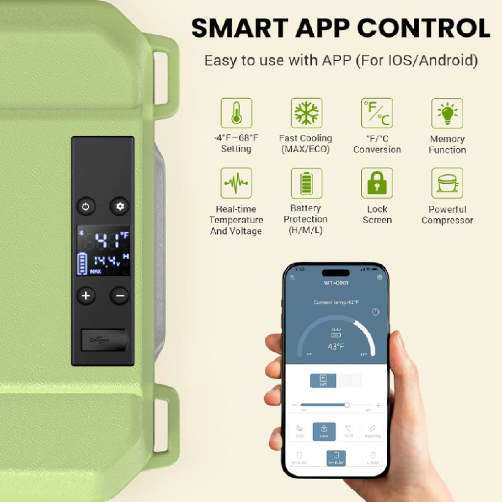 

Small Car Refrigerator 17.4L Capacity Portable Freezer Drinks Fridge 12/24V DC 100-240V AC Power for Outdoor Vehicle Truck