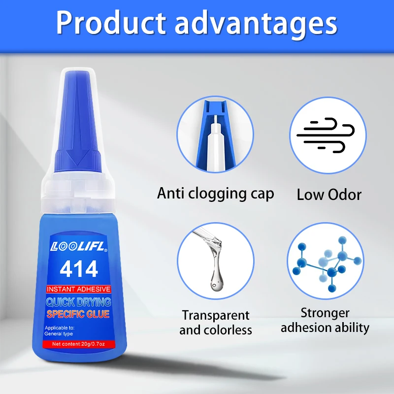 Loolifl 1-3 pçs 414 super cola instantânea de secagem rápida cianoacrilato adesivo couro borracha madeira metal forte ligação ferramenta de cola líquida