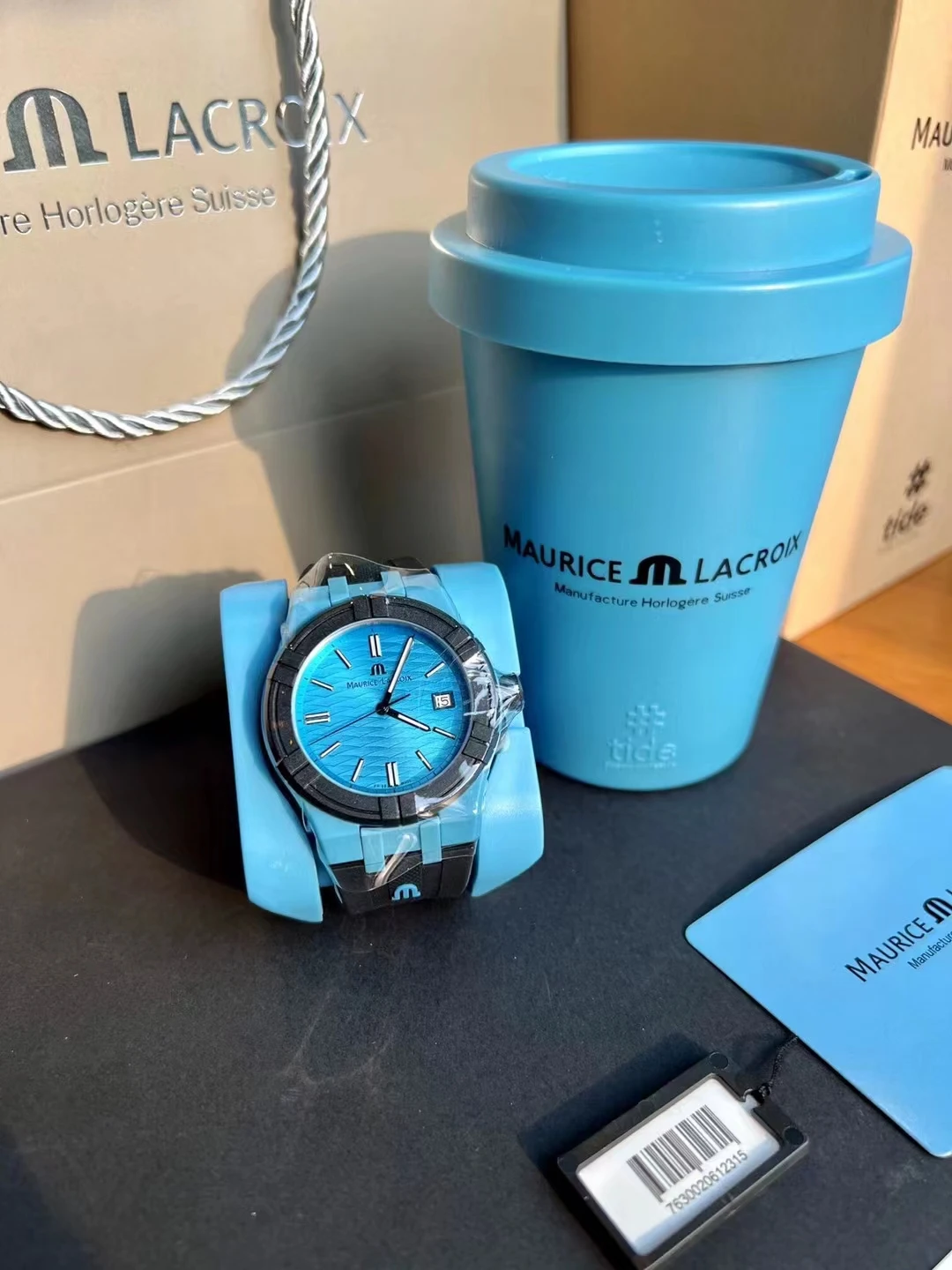 موريس لاكروا أيكون تايد كوليكشن موضة فاخرة صديقة للبيئة لون 40 مللي متر حزام مطاطي ساعة كوارتز زوجين ساعة للجنسين