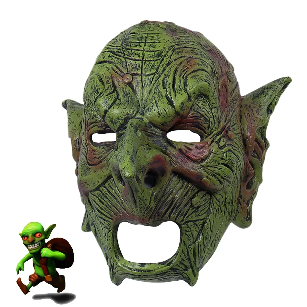 Goblin Evil Orc Masks, Greepy Gnome Face, Latex Mascarillas, Goblinoid Mascaras, Halloween Costume, Carnival Helmet Prop