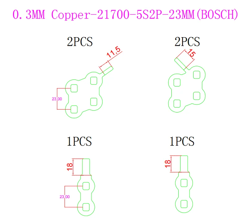 10SET Customized High Qulity Copper Sheets 21700 Cells Spot Nickel Busbar 5S2P 23MM Spacing Copper-Nickel Composition Busbar