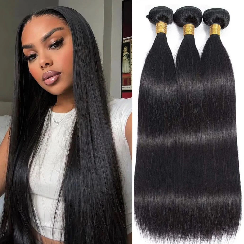 

Прямые пучки человеческих волос 22, 24, 26 дюймов, 100% необработанные бразильские пучки натуральных волос, 3 пучка наращивания человеческих волос