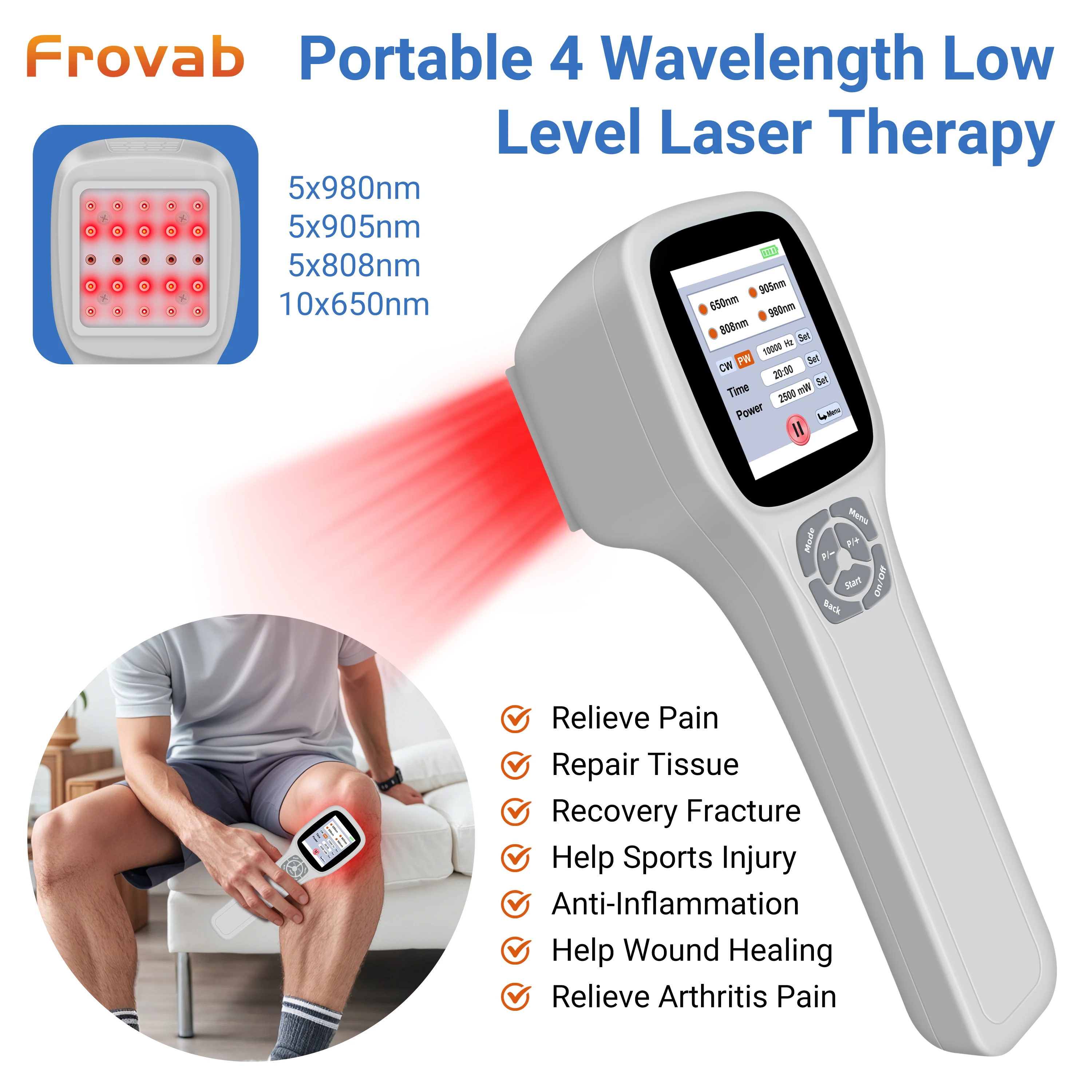 

LLLT Cold Laser Therapy Device Multifunctional FourWave Laser Therapy For Arthritis And Healing Muscle Strains