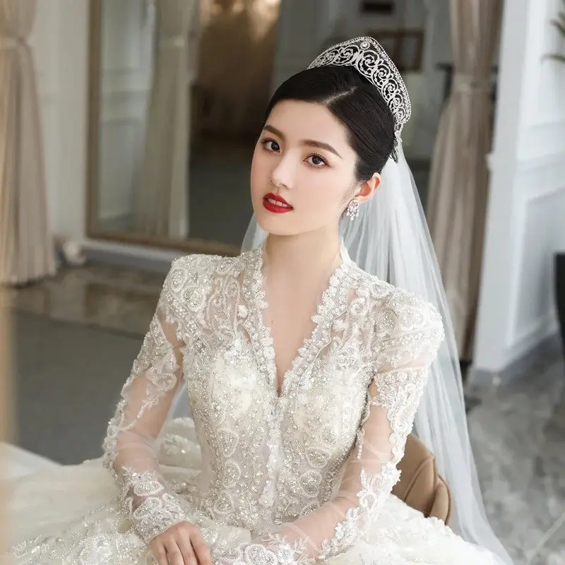 Spanish Classical Retro Zircon Crown Hair Accessory European American Style Royal Bride Wedding Headpiece Tiaras