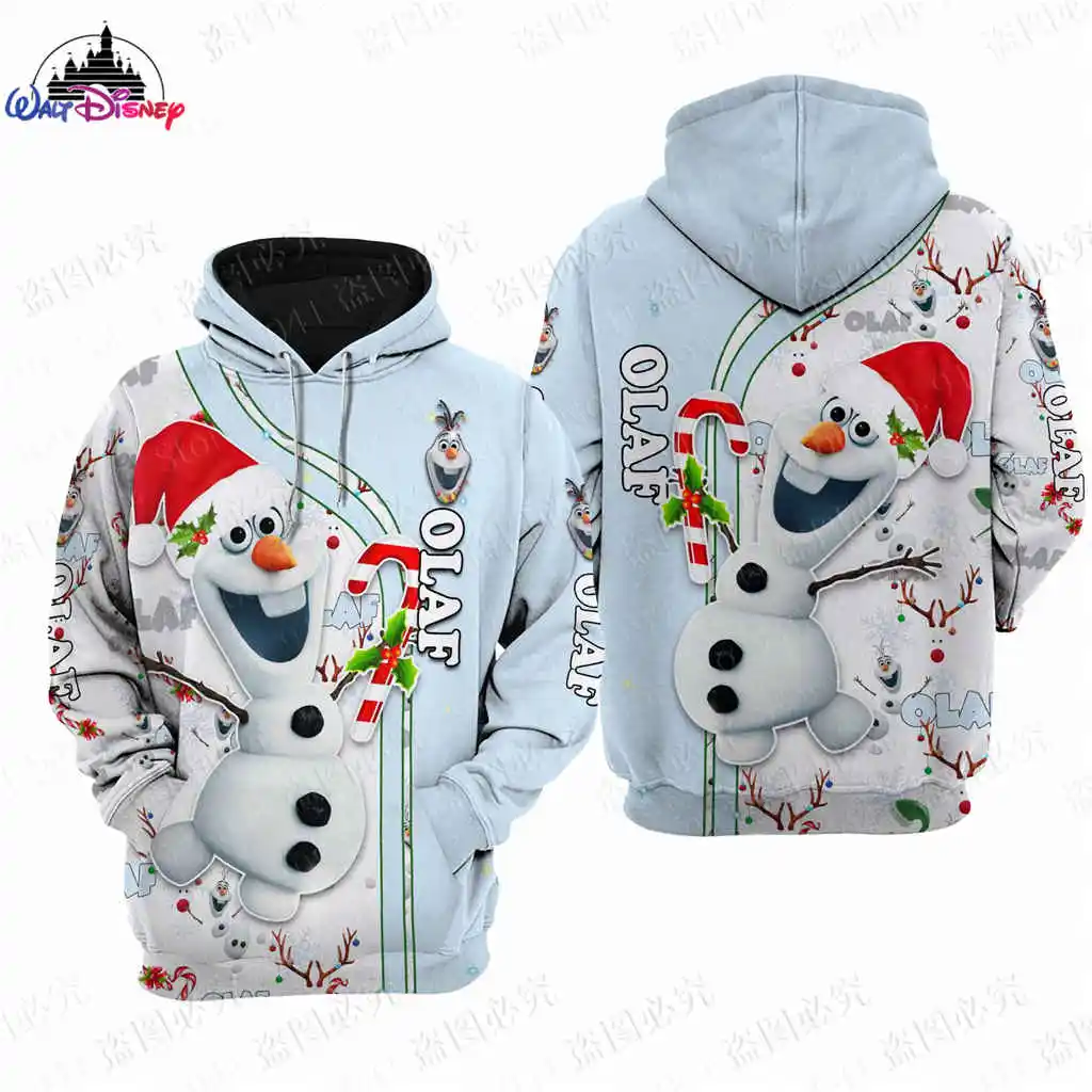 Olaf Disney cartoon Christmas men women 3D Print High quality Fleece Zipper/ Hoodies parent-child clothing Pullover Tops