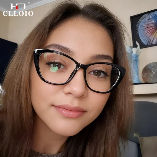 Imagen 2 del producto CLLOIO, gafas de lectura Retro tipo ojo de gato para mujer, gafas multifocales para miopía a la moda, gafas graduadas para ordenador con rayos azules