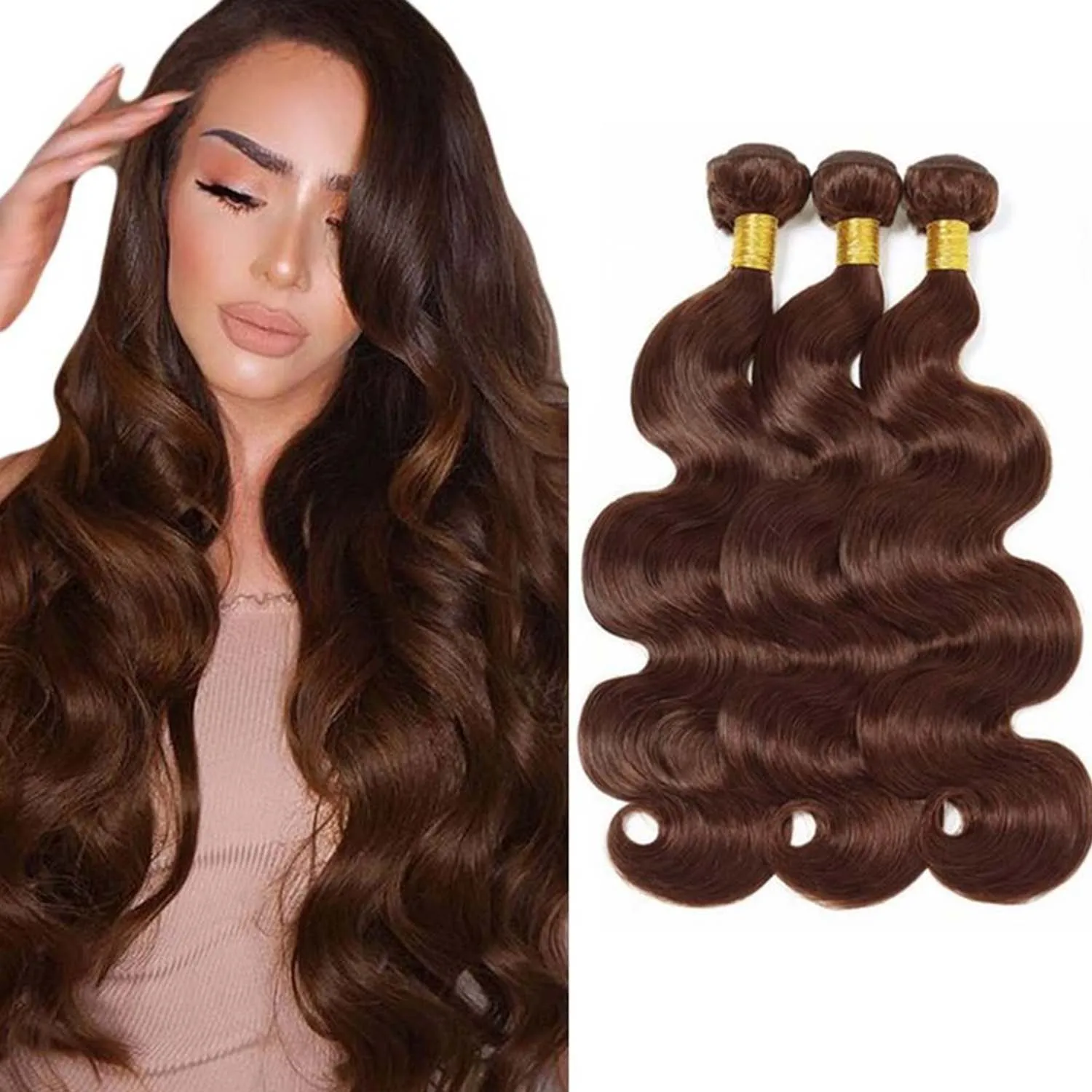 

Шоколадно-коричневый # 4, пучки человеческих волос с объемной волной, бразильские девственные волосы, плетение человеческих волос, настоящие необработанные наращивание натуральных волос