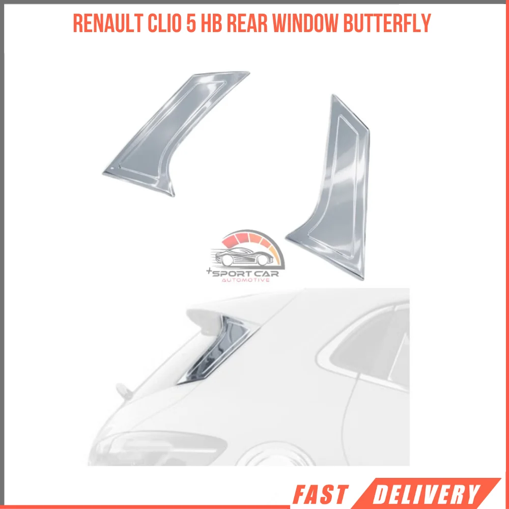 5 HB rear butterfly Glass 2 PCs stainless chrome accessories design designed modified shaper for Renault Clio