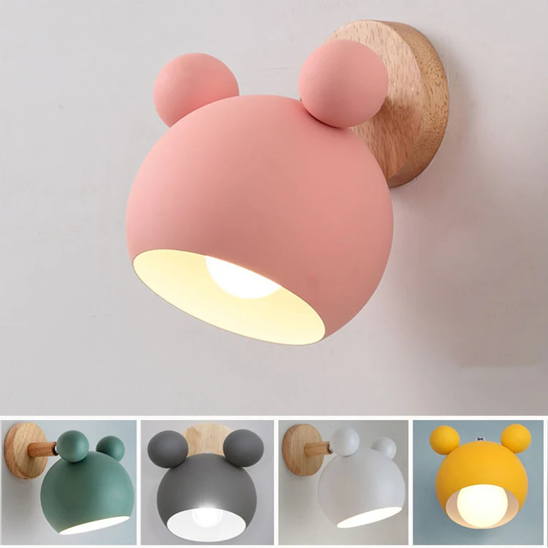 

Modern Wall Lamp Colorful Iron Mickey Wall Lamps For Living Room Bedroom Baby Room Decor Nordic Home Bedside Wall Light Fixtures