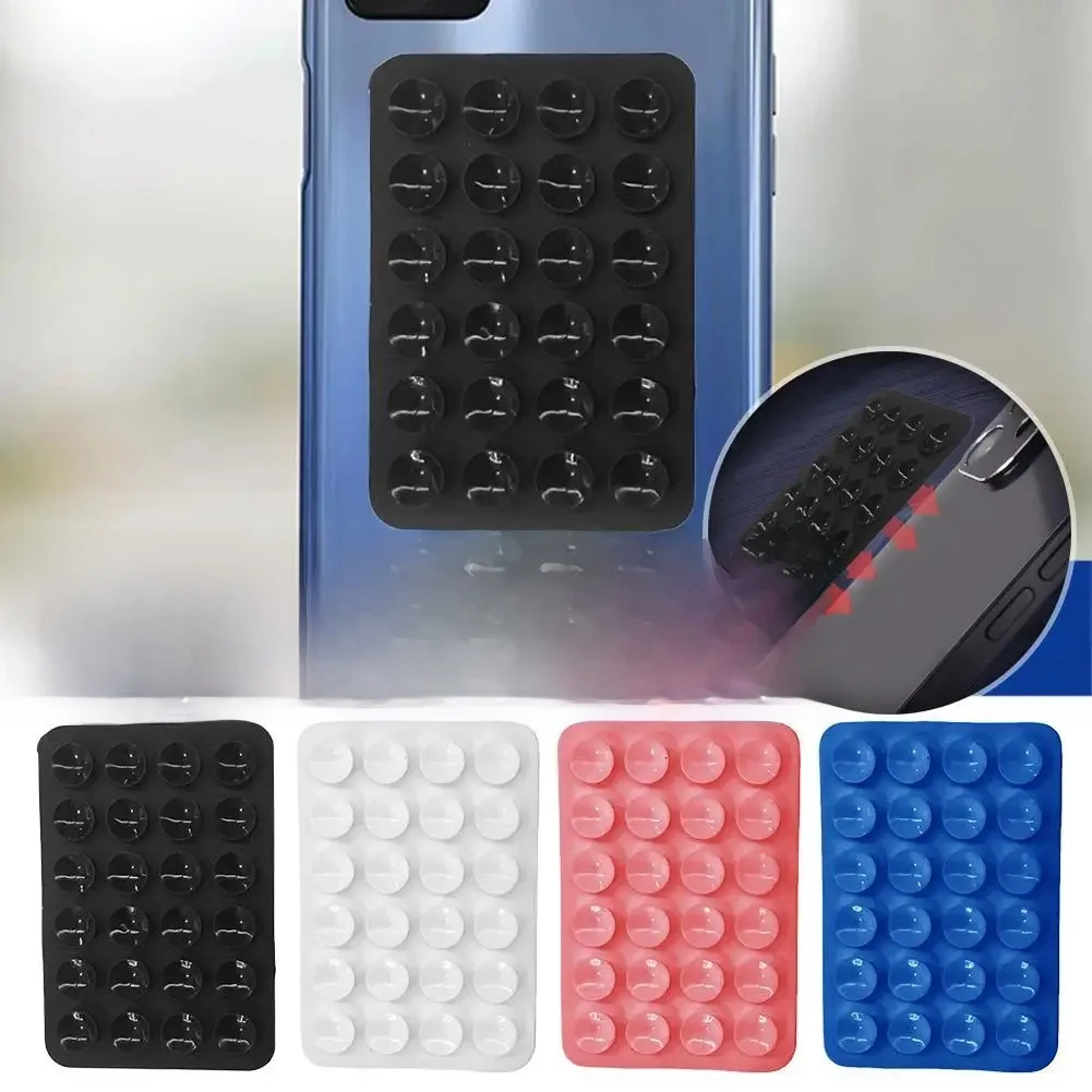 Ventouse en Silicone pour téléphone portable, 24 ventouses carrées adaptées à l'adsorption Stable IOS/Android