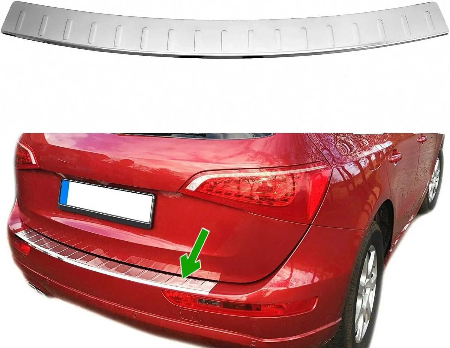 Protecteur de Pare-Choc Arrière en Acier Inoxydable Chromé, Protection pour Bord de Coffre Cargo, pour AUDI Q5 | 8R | 2008-2016