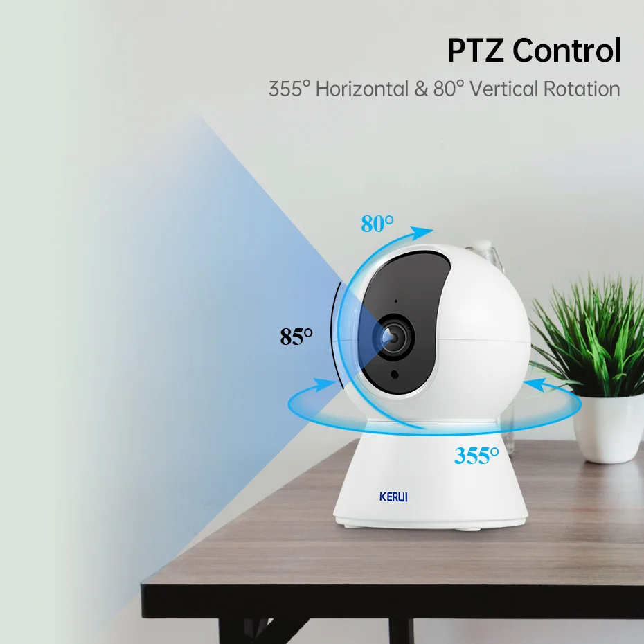 KERUI Wireless 5MP Indoor PTZ Camera Smart IP Camera Work with Tuya Video Surveillance Camera Home Security Google Assistant