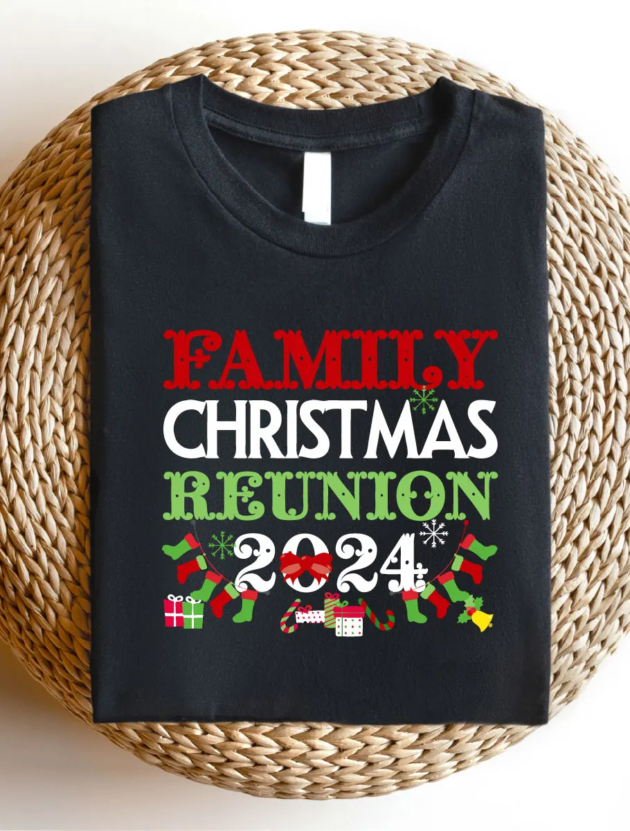 

Семейный Рождество 2024, Рождественская семейная сочетающаяся футболка, семейная реконструкция, Рождественская футболка с коротким рукавом, подарок для семьи