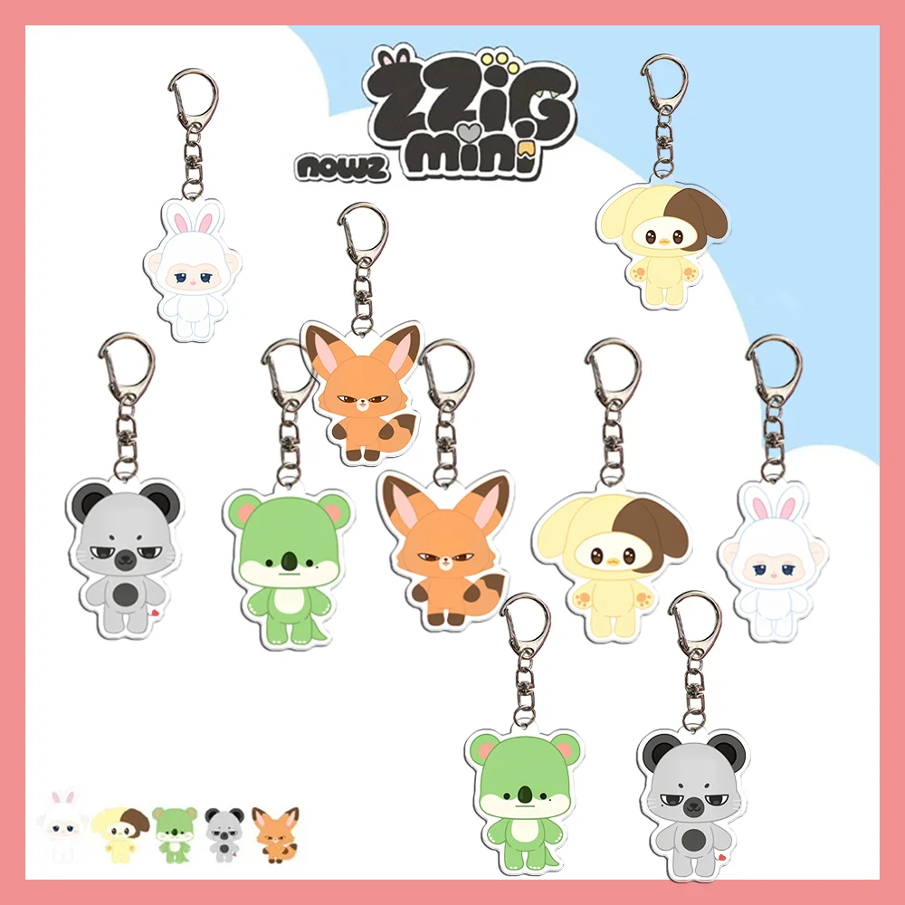 NOWZ ZZiGmini POP UP Cartoon Acrylic Keychain High Quality INS Style Double Sides Printing Keyring HYEONBIN YOON SIYUN Fans Gift