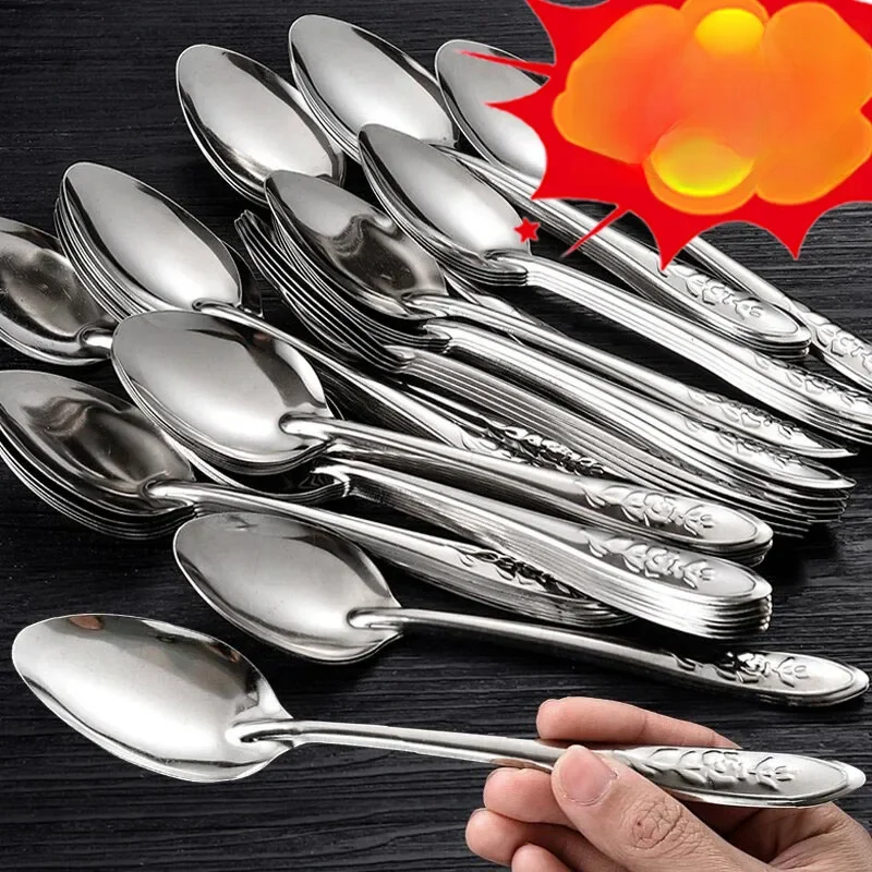 Cuillères en acier inoxydable de 17cm pour crème glacée, Dessert, pastèque, cuillères à café, cuillère à soupe à Long manche, ustensiles de table