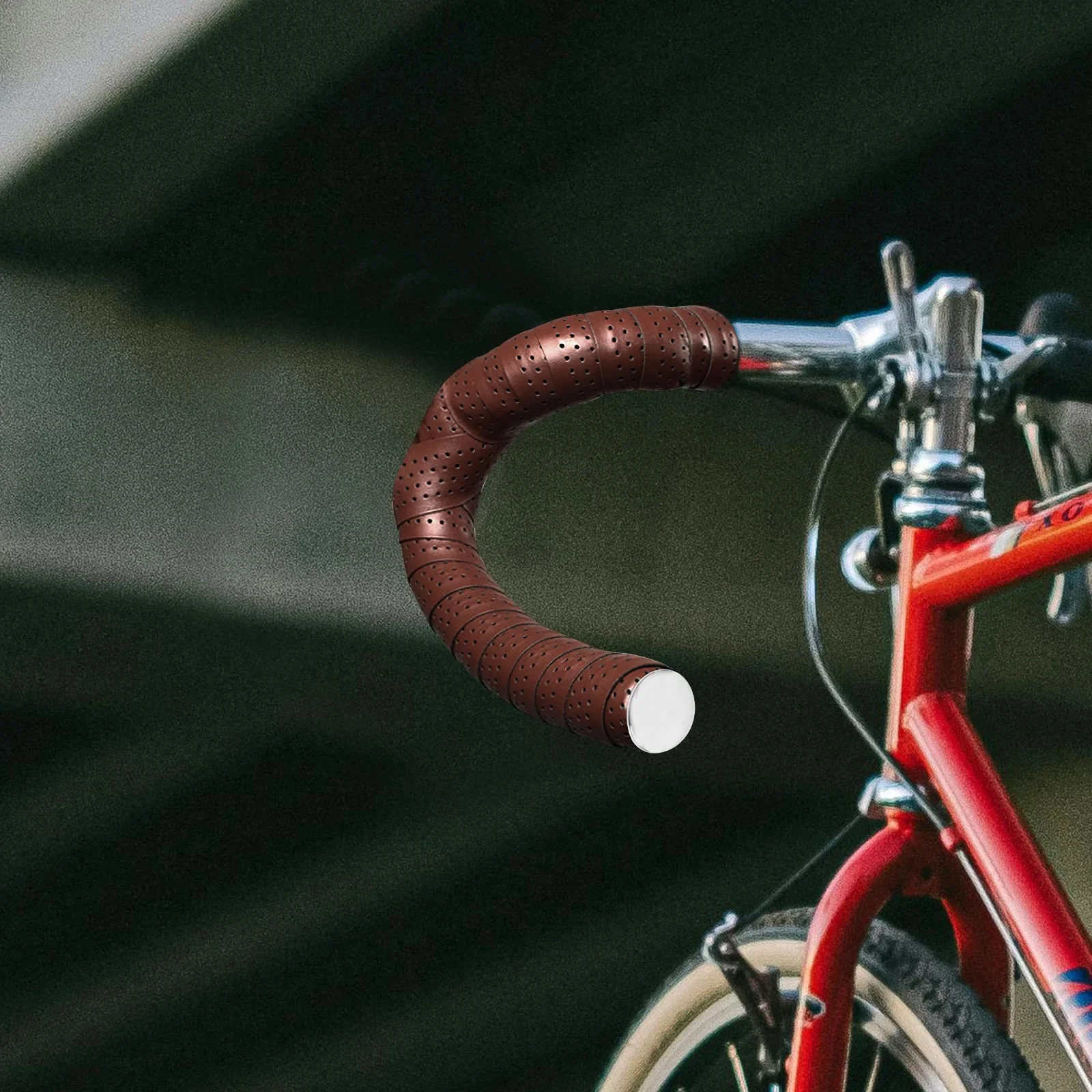 AliExpress Vorcool 1 set Brown PU Perforated Handlebar Tape Road Racing Bar Tape For Bike Anti Skid Wear Resistant Shock Absorption Easy