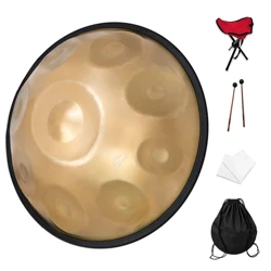 GLADFRESIT Handpan Drum 9 Notes, 18 Inches, In G Minor, Golden