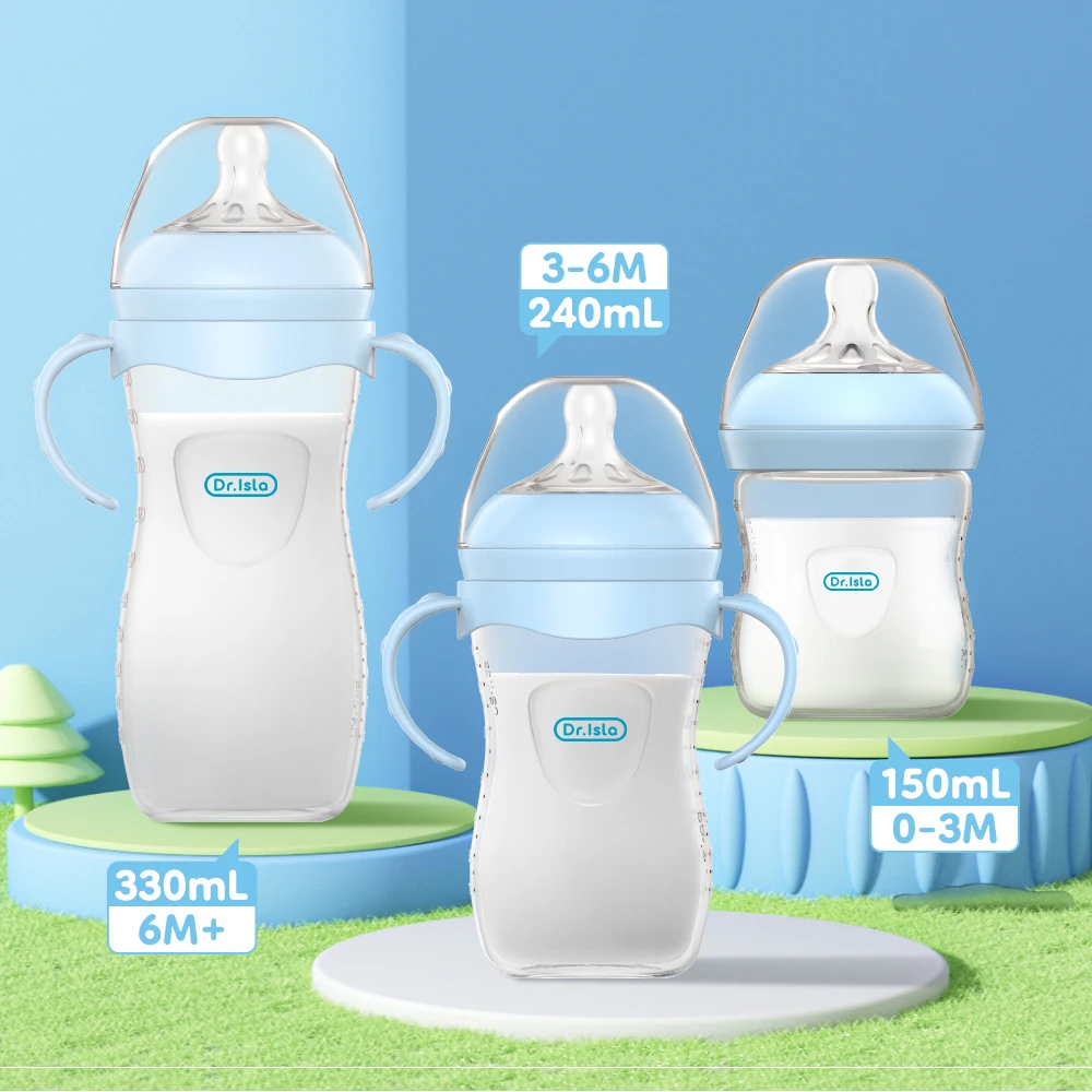 3pcs Wide Neck Baby Feeding Bottle 150ml 240ml Infant Milk Bottle Anti Colic Newborn Feeding Bottle for Daily Milk Drinking