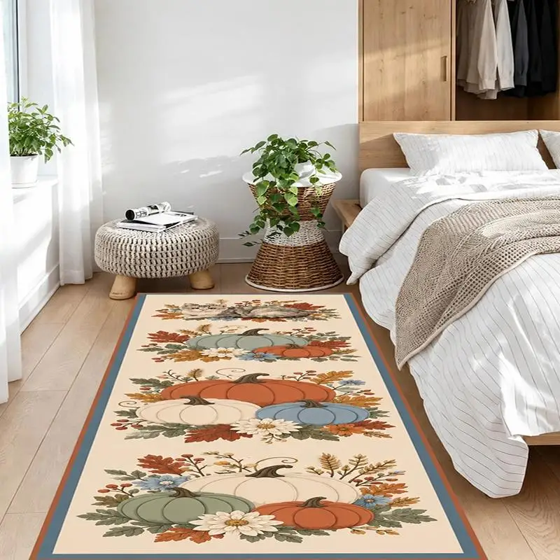 1 Piece Plush Pumpkin Pattern Runner Rug, Soft And Comfortable, Easy To Care, Autumn And Winter, For Hallway, Entryway, Living Room Decor