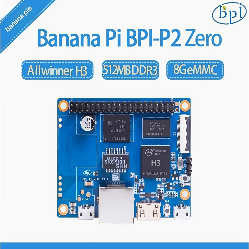 

Banana Pi BPI-P2 Zero IoT development board adopts Allwinner H3 chip design, supports PoE network power supply, 512M RAM, 8GB eM