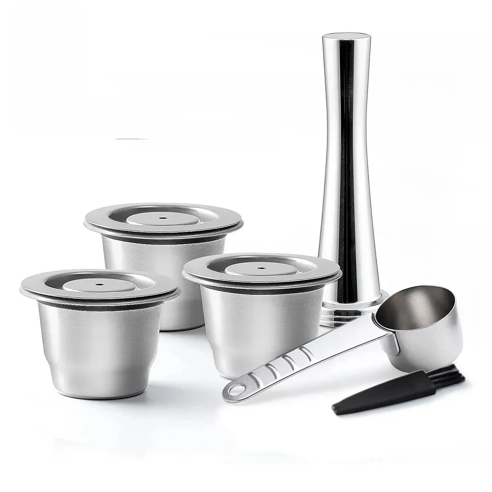 Capsule réutilisable en acier inoxydable pour Nespresso fit Essenza Mini Inissia Pixie Mahcine expresso dosettes de café rechargeables avec des caoutchoucs