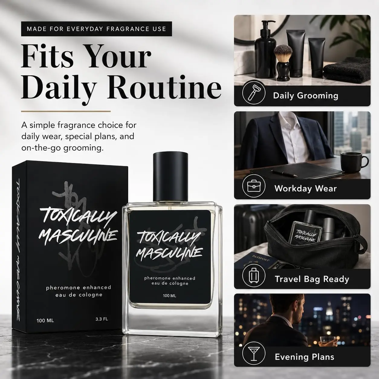 Toxically Masculine Cologne Infused Eau de Cologne for Men, 100 ml / 3.4 Fl Oz Spray, Classic Cologne Scent Masculine Fragrance, Long Lasting Men’s Cologne for Daily Wear, Night Out & Gifts for Him view 4
