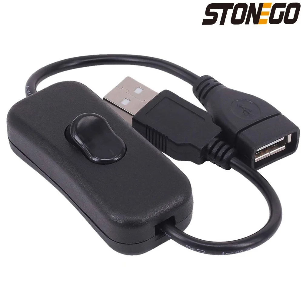 STONEGO 28cm USB Cable with Switch ON/OFF Cable Extension Toggle for USB LED String USB Gadget USB Power Supply Device Tools