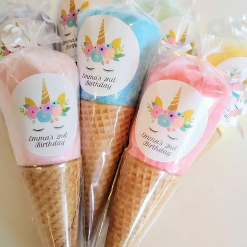 50pcs Cone Candy Bag Transparent Plastic Triangle Ice Cream Cone Candy Popcorn Bag With Kink Gift Bag  Trick Or Treat Packaging